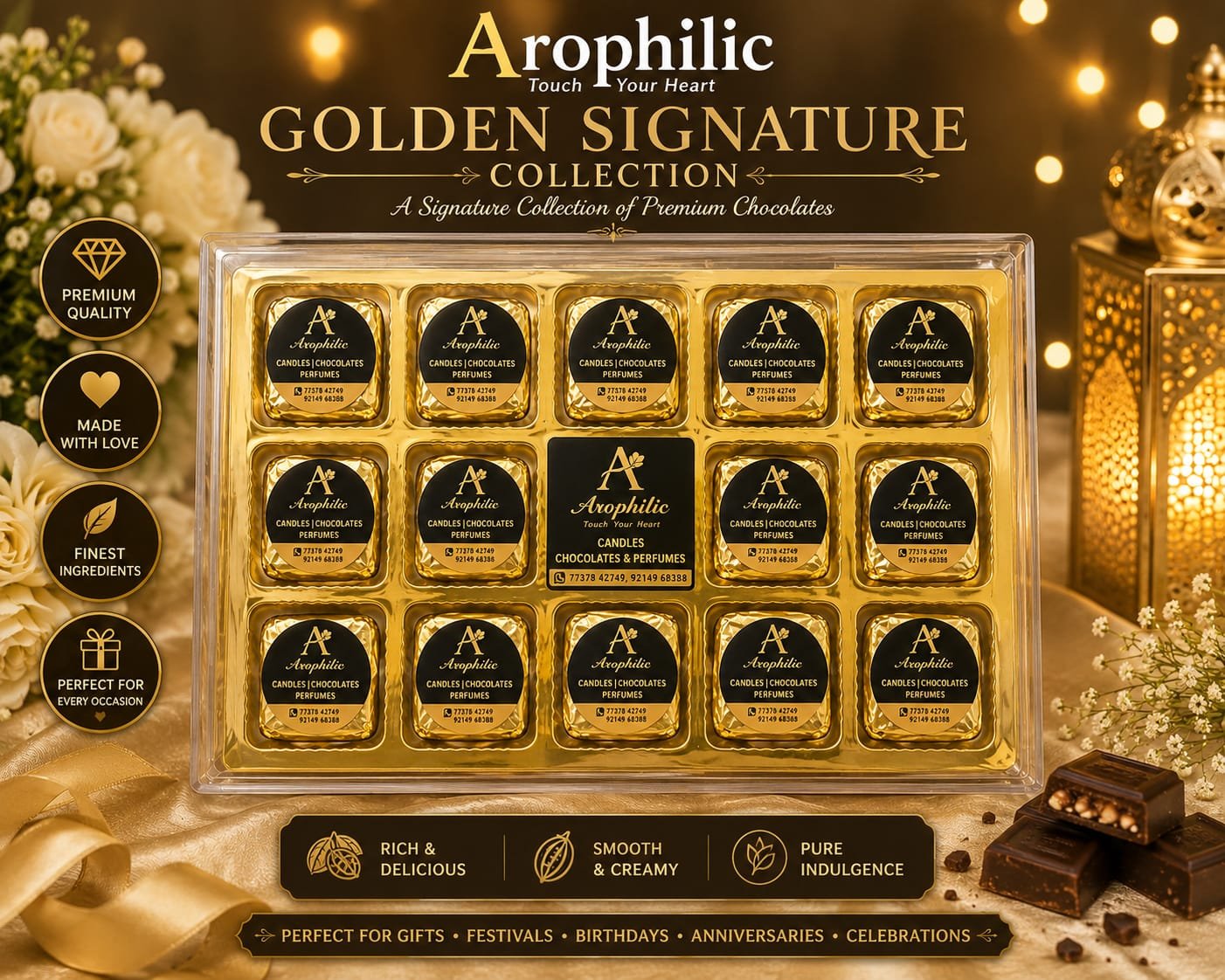Arophilic Golden Signature Collection Chocolate (Pack Of 15 Pcs)